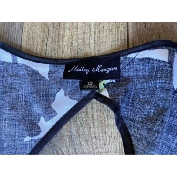 Hailey Morgan Dress Womens 12 Navy White Floral Aline Casual Summer Casual - Picture 7 of 8